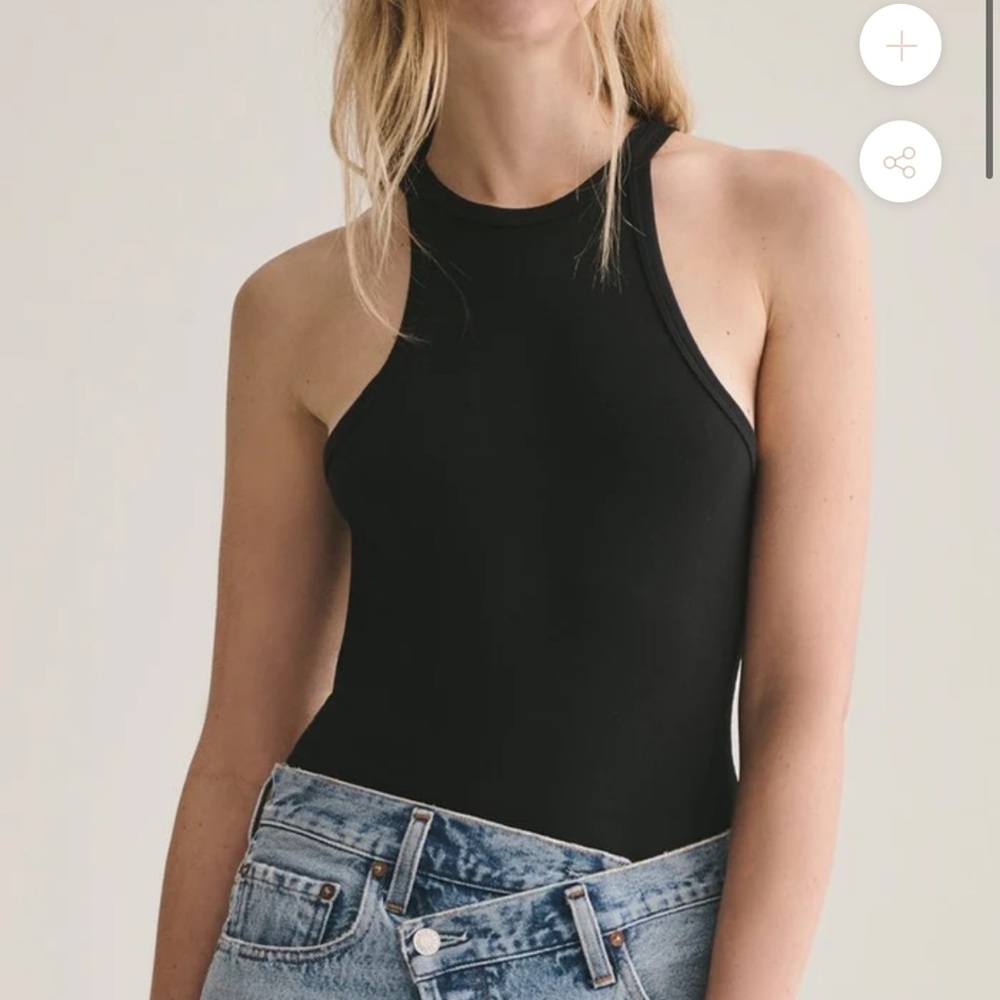 Agolde RIANNE HIGH NECK RACERBACK BODYSUIT - BLACK